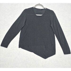 Gudrun Sjoden Blouse Womens Medium Gray Assymetrical Wool Lyocell Shirt